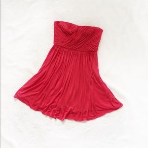 TIBI Red Cocktail Jersey Dress Gathered Flowy 2 XS
